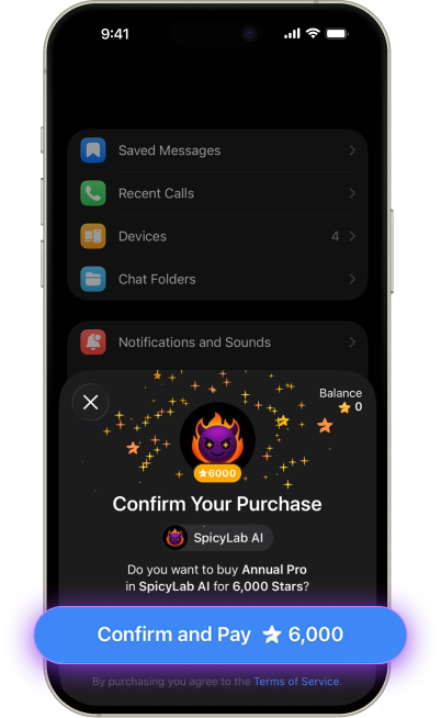 After choosing "Telegram Card", you will be instantly redirected to Telegram, where a payment popup for your MuseLab subscription will appear.